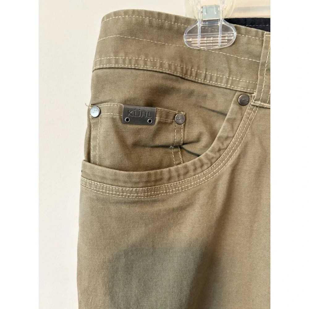 Kuhl Pants Mens Sz 38x30 Tan Kanvus Jean Canvas Patina Dye Outdoor Hiking EUC
